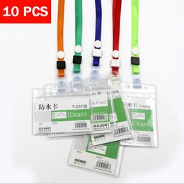 Other Office School Supplies 10 PCS Blue Lanyards ID Badge Holder Neck Rope and Cardholder Clear Waterproof Sleeve Pouch Plastic Protector 230816