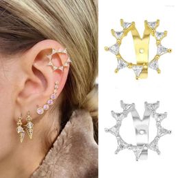 Backs Earrings 1Pc Fashion Geometry Crystal Sun Flower Clip Earring For Women Without Piercing Punk Vintage Star Ear Cuff Gift Jewellery