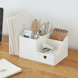 Pencil Cases Large Capacity Desk Pen Holder With Drawer and Bookshelf Storage Box Desktop Organiser School Office Stationery 230816