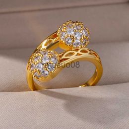 Band Rings Ball Zircon Rings for Women Opening Adjustable Stainless Steel Finger Ring Female Couple Wedding Aesthetic Jewerly anillos mujer J230817