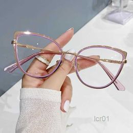 Sunglasses Retro Cat Eye Anti-blue Light Glasses Women Men Computer Optical High Quality Metal Frame Plaint3op