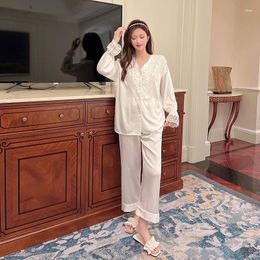 Women's Sleepwear Personality In Spring And Autumn Long Sleeve Cardigan Sweet Easy To Wear Casual Simple Home Clothes Pyjama Girl