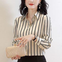 Women's Blouses 2023 French Urban Shirt Early Spring British Style Striped Chiffon Top