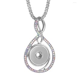 Pendant Necklaces 10pcs/lot 18mm Water Drop Design Crystal Snap Jewellery With Free Chain For Women Charms NN-772 10