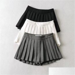 Skirts Hyrax Pleated Skirt Summer 2023 Pattern High Waist Shows Thin Sexy Retro Tennis Black White Korea Miniskirt Drop Delivery App Dhucv