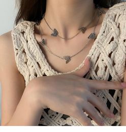 Chains Titanium Steel Double-Layered Butterfly Necklace Not Faded Light Luxury Hip Hop Style Babes Collarbone