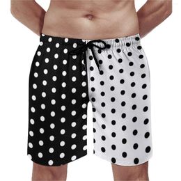 Men's Shorts Retro Two Tone Board Black And White Spotted Beach Short Pants Custom Sports Quick Dry Swim Trunks Birthday Gift