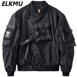 Men's Jackets Techwear Streetwear Bomber Jacket God of Death Chest Pocket Punk Hip Hop Tactical Black Varsity Y2K Oversized MA1 Coats 230817