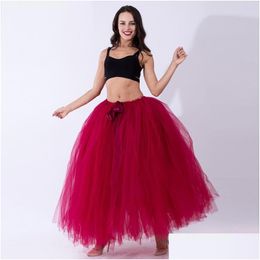 Skirts Handmade Stock Wine Red Pleated Maxi Tle Womens Elegant Big Swing Long High Waist Adt Tutu Skirtskirtsskirts Drop Delivery Ap Dh9Wj