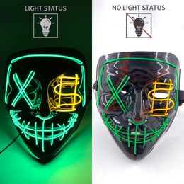 Party Masks Design Halloween Horror EL Neon Party Mask Cosplay LED Purge Masks LED Luminous Mask Halloween Scary Party Decoration 230818