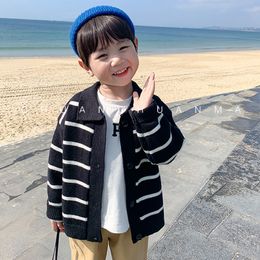 Pullover Teenager Children Clothes 2023 Spring Autumn Boys Girls Striped Cardigan Baby Sweaters Jacket Casual Simple Knitted Sweater 230817