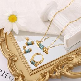 Necklace Earrings Set 2023 Fashion3 Piece Jewellery Explosive Sapphire Small Waist Ring Wholesale