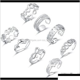 Toe Rings Body Jewellery 8 Piece Foot Set Small Tail Bow Dolphin Love Shape Hawaiian Gqelq Drop Delivery Dhonr
