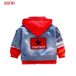 Jackets 06 Years Toddler Jacket Girls Kids 2023 spring Boys Patchwork Hoodies Coat Denim Long Sleeve Outerwear Children Windbreaker Boy 230818