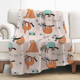 Blankets Cute Sloth Throw Blanket Super Smooth Soft Lightweight for Bed Couch Sofa Travelling Camping Kids Adults Home Gift 230817
