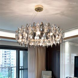 Chandeliers Luxury LED Wave Crystal Ceiling Chandelier Pendant Lamps Lustre Suspension Luminaire For Living Dining Room Bedroom Lighting