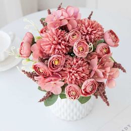Decorative Flowers Wreaths Artificial Rose Bouquet Wedding Bride Holding Flowers Wedding Photography Props Silk Flowers Fake Flowers Home Decoration HKD230818