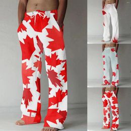 Men's Pants Tech Male Summer Breathable Linen Like Trousers All Print Printed Tether Wide Leg