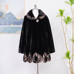 Women's Fur Women Winter Coat Jacket Luxury Faux Long Sleeve Collar Overcoat Peacock Tail Design Pattern