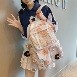 School Bags Cute Backpack Women Large Capacity Waterproof Badge Pin Female Schoolbag Korean Harajuku Student Bookbag Ladies WY325 230817