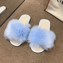 Slippers Women Winter Plush Slippers Indoor Home Fluffy Flat Non-slip Floor Slides Female Outdoor Fashion Street Furry Warm Shoes 230817