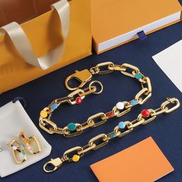 2023 New Fashion Colourful Enamel Necklaces and Bracelet Ring Unisex Couple Neck Chain Necklace Bracelets Pure Copper Bamboo Joint Quenching Double Jewellery HLVS1