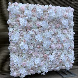 Decorative Flowers 3D Artificial Flower Wall Panels Background Wedding With Ivory/White Roses And Orchids Holiday Party Decorations AGY660