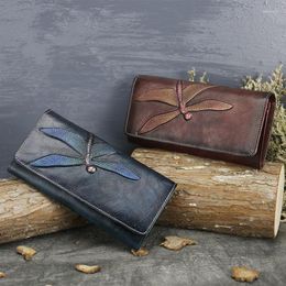 Brieftaschen Frauen Brieftasche echtes Leder für Frauen Geldbeutel Luxus weibliche Münze Hochwertige geprägte Taschen