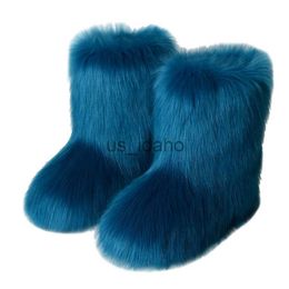 Boots 2023 Winter Boots Women Snow Boots Female Warm Plush Faux Fox Fur Ski Boots Ladies Outdoor Furry Slip On Cozy Fuzzy Snow Boots J230818