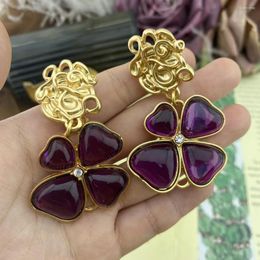 Backs Earrings Vintage Mediaeval Four-leaf Clovers With Fresh And Elegant Beauty Perfect Ear Ornaments Court Style Noble Jewellery Clips