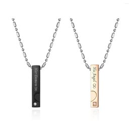 Pendant Necklaces BONISKISS 2 Pairs Lovers' Romantic Stainless Steel Charm Gift For Couple Long Suspension Men's Chain Colar