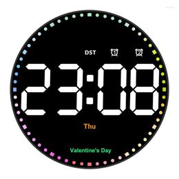 Wall Clocks Digital Clock With Colorful Light 10Inch LED Remote Time Alarm Fit For Living Room Office Gym