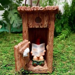 Garden Decorations Reading Book Gnome Statue Sculpture Forgot Closing Door Resin Funny Vivid Naughty Dwarf Figurine Ornament Decor Art Craft 230818