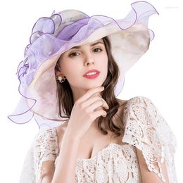 Headpieces Pink Wedding Hats For Women Elegant Event Flower Organza Bridal Chapeau De Mariage Heapdress Accessories
