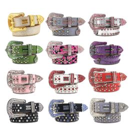 Bling studded crystal fashion diamond bb simon belt Casual woman Leather designer for man lady belts Mens Width 3.8cm rock Luxurys rhinestone buckle punk Belts