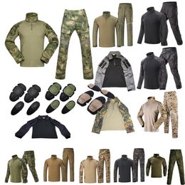 Outdoor Hunting Shooting Shirt Set Battle Dress Uniform Tactical BDU Set Army Combat Clothing Camouflage Clothes with elbow and knee pads NO05-015D