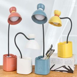 Table Lamps Creative Pen Holder Night Light Cartoon Eye Protection Student Learning Room Decor