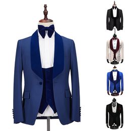 Luxury Suit For Men Wedding Shawl Lapel Tuxedos One Button Slim Fit Groom Wear 2 Pcs Jacket And Vest Customise Terno Masculino