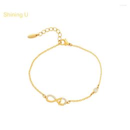 Charm Bracelets Shining U 24K Gold Color Bracelet For Women Simple Fashion Jewelry Gift