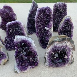 Decorative Objects Figurines Natural Amethyst Geode Quartz Cluster Crystal Specimen Energy Healing 230817