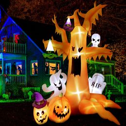 Other Event Party Supplies OurWarm 8Ft Halloween Inflatables Dead Tree with Ghosts Pumpkins Witch Hats Inflatable Decor Outdoor with Built-in LED Lights 230817