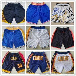 2022 The Finals Basketball City Black Blue Stephen Curry 30 Shorts Klay Thompson 1995-96 Just Don Wear Sports Pant Pocket Zipper Men Team Short Training Pants