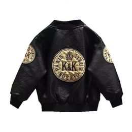 Jackets Boys Skin PU Outerwear Autumn Winter Kids Fashion Thick Velvet For Baby Boy Coat Clothes Teens Tops 4 5 6 230817