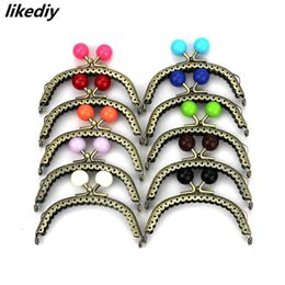 Bag Parts Accessories 10 Pcs/Lot 8.5 CM Antique Bronze Arc-shaped 14 MM Candy Head Metal Purse Frame Vintage Knurling Kiss Clasp Bag Accessories 230818