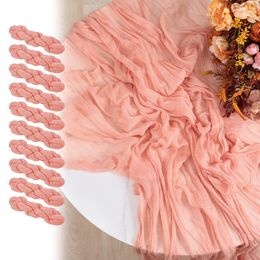 Table Runner 10PCS Semi-Sheer Gauze Wedding Table Runner Cheesecloth Table Setting Dining Party Christmas Banquets Arches Cake Decor 230817