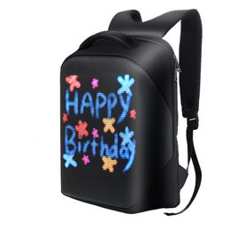 School Bags est LED Backpack 30 Waterproof WiFi Version Smart Screen Dynamic Advertising Cellphone Control Laptop Bag 230817