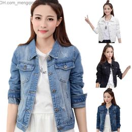 Women's Jackets Hot Fashion Womens Denim Jackets Slim Jeans Coat Casual Long Sleeve Vintage Outwear Spring Top Short Female Coats 201021 Z230818