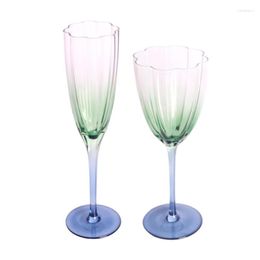 Wine Glasses 200-400ml Light Luxury Petal Shape Goblet Gradient Color Red Champagne Cup Family Bar Holiday Drinkware Gift