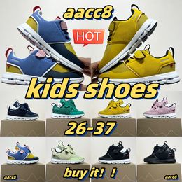 on cloud kids shoes green pink running shoes yellow black white blue youth children toddlers 26-37