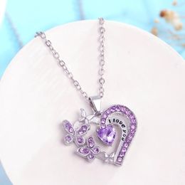 Pendant Necklaces Romantic Love Heart-shaped Butterfly Necklace For Women Hollow Letter I You Clavicle Chain Girlfriends Gift Jewelry